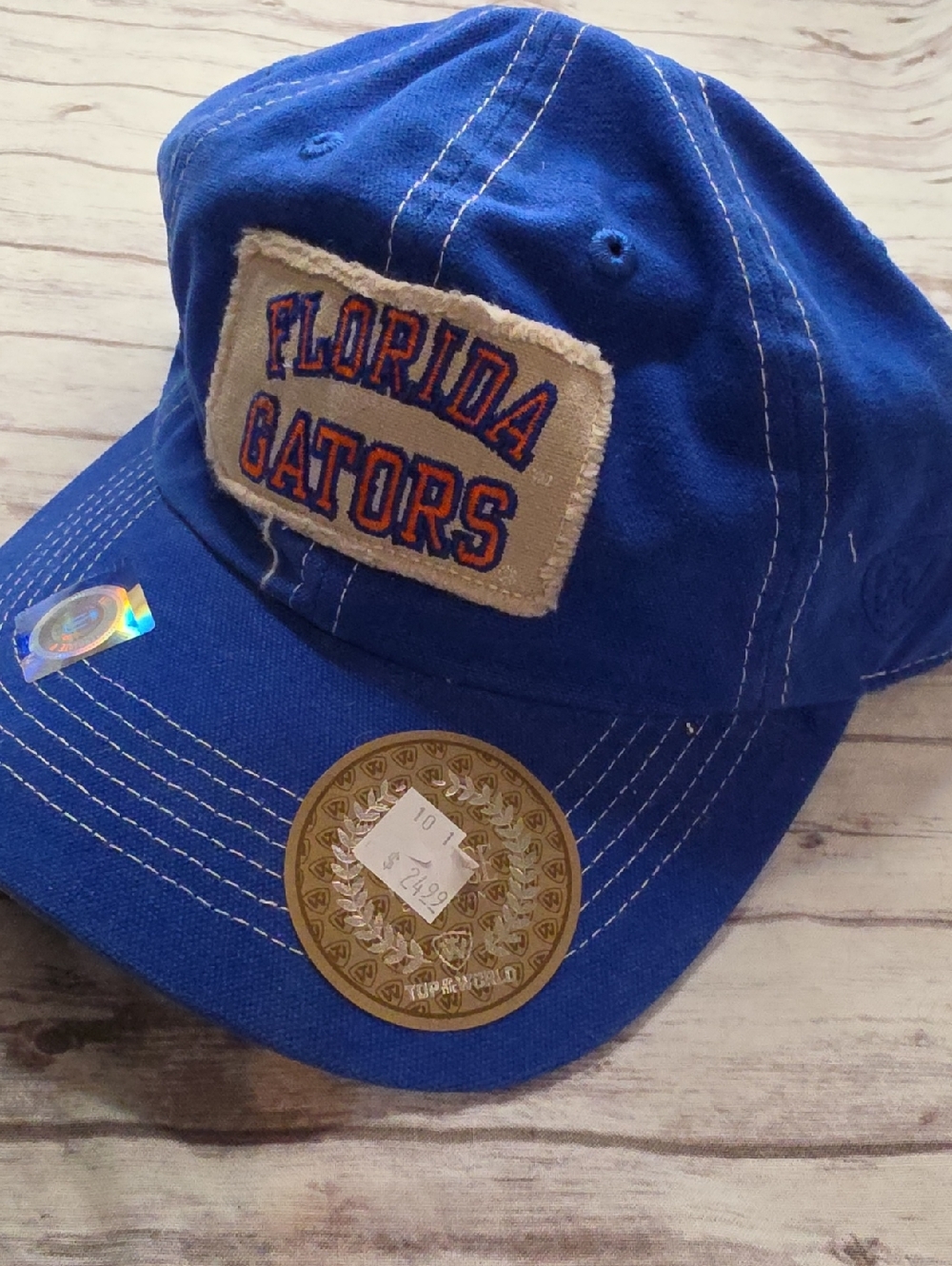 Top of the World Royal Blue Canvas Hat with White Stitching